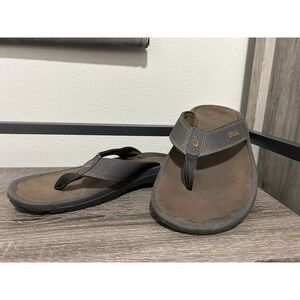 OluKai Men's Flip Flops Brown Sz 12 Beach Resort Pool Fishing Boating Flip Flops